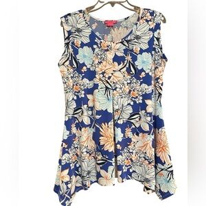Sunny Leigh Floral Tank Top in Blue and Orange